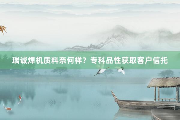 瑞诚焊机质料奈何样？专科品性获取客户信托