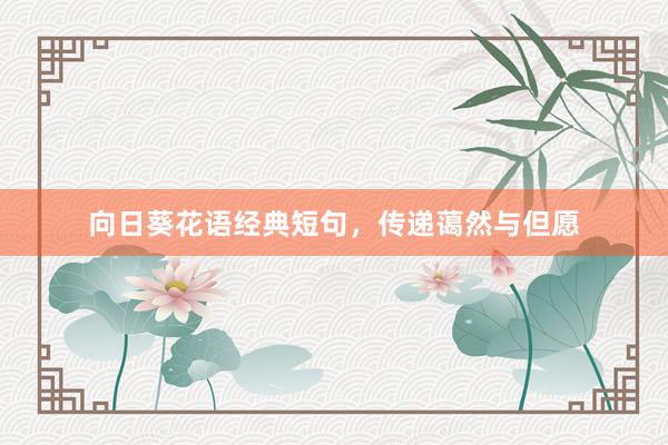 向日葵花语经典短句，传递蔼然与但愿